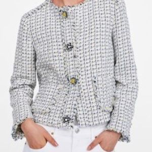 Zara Tweed Blazer with Jet Gems